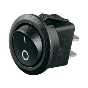 Выключатель клавишный, круглый, d 16 мм, 3А/250 AC черный