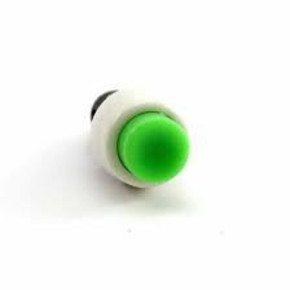 Кнопка 10мм зелёная 2 pin гайка пластик